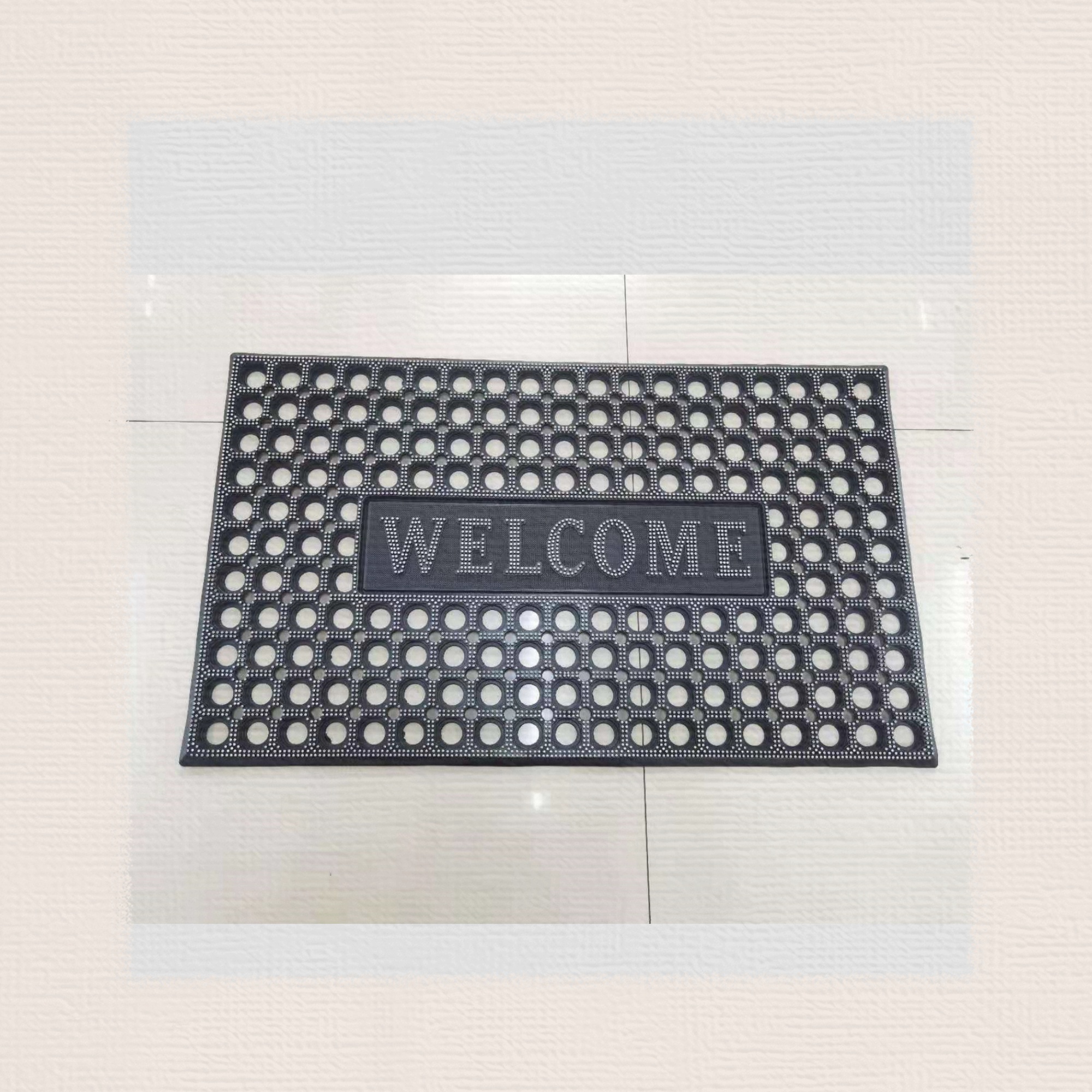 PVC square door mat, kitchen waterproof mat, bathroom mat, anti-slip mat, injection molded welcome floor mat, size 40*60cm, mixed with regular 4-5 colors Specification drawing