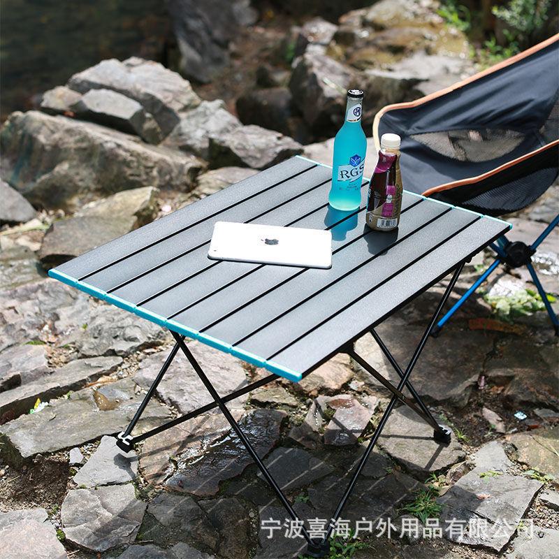 factory direct supply outdoor portable folding ultra-light aluminum alloy table picnic camping aluminum plate table barbecue large table