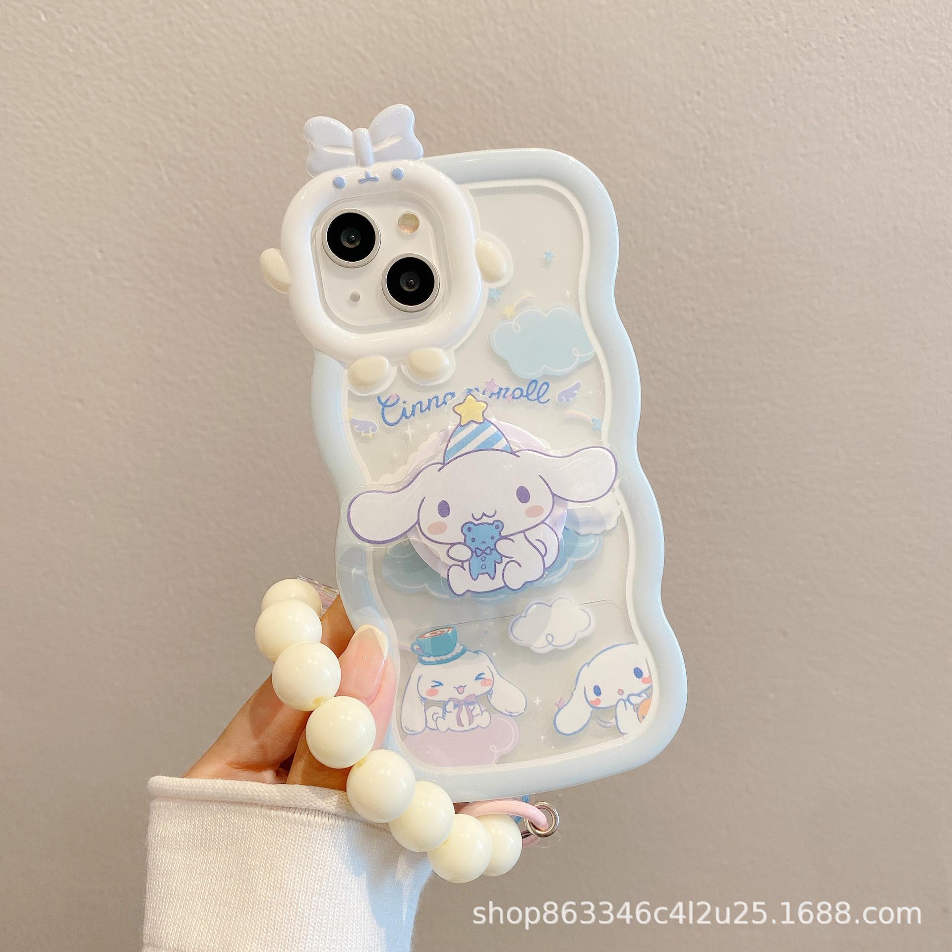 applicable to iphone 15 cinnamoroll babycinnamoroll wave phone case all-inclusive apple 12 cartoon bracket protective tpu phone shell
