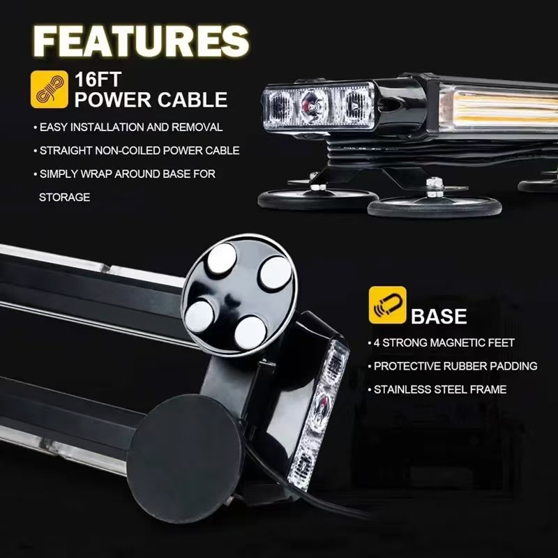 Automotive LED flashing lights, warning lights, magnetic attraction, 4-sided alarm lights, stroboscopic flashing obstacle lights, export version Item Picture