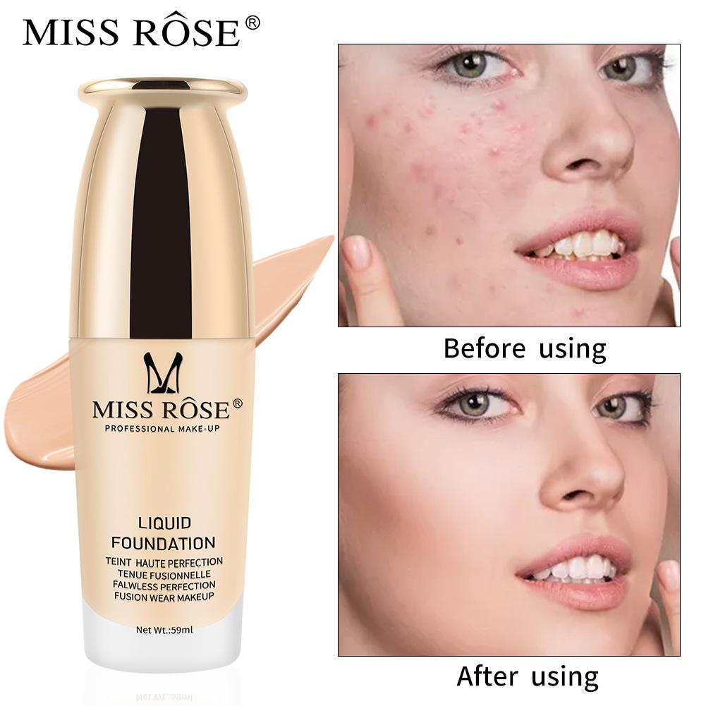 Miss Rose59ml Glass Bottle Liquid Foundation Repair Nourishing Concealing Foundation Liquid Foundation Makeup Wholesale
