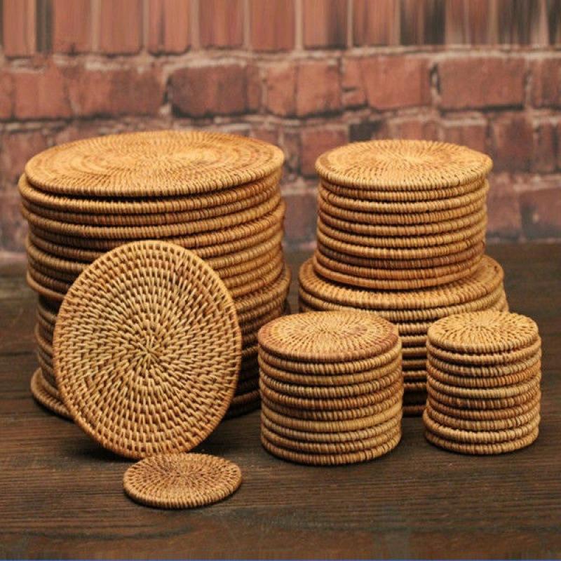 Factory Wholesale Vietnam Rattan Autumn Rattan Coaster Pot Mat Table Insulation Mat Teapot Mat Pot Mat Purple Sand Pot Mat Tea Utensils