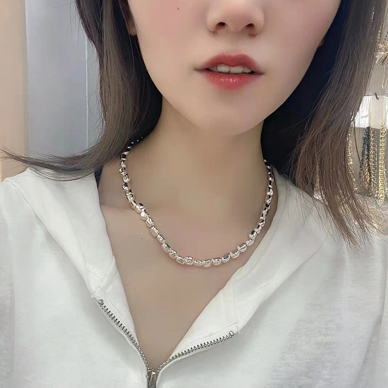 09【碎银几两项链】欧美米粒碎银子项链女轻奢小众百搭简约锁骨链