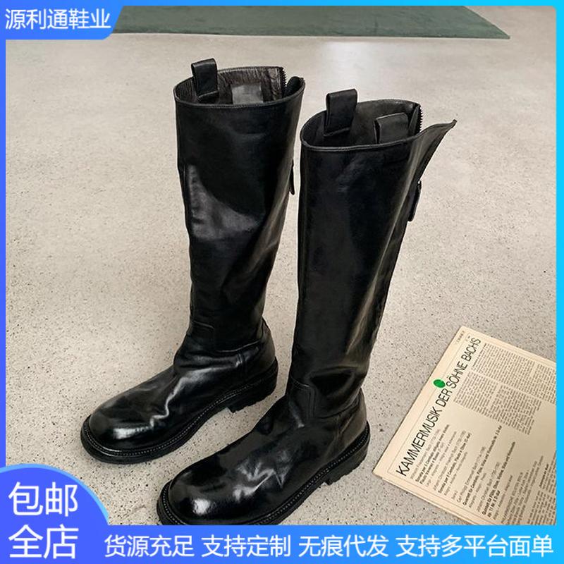 grape mom vintage martin boots washed horse leather high tube thin boots boots chunky heel platform knight boots women's shoes