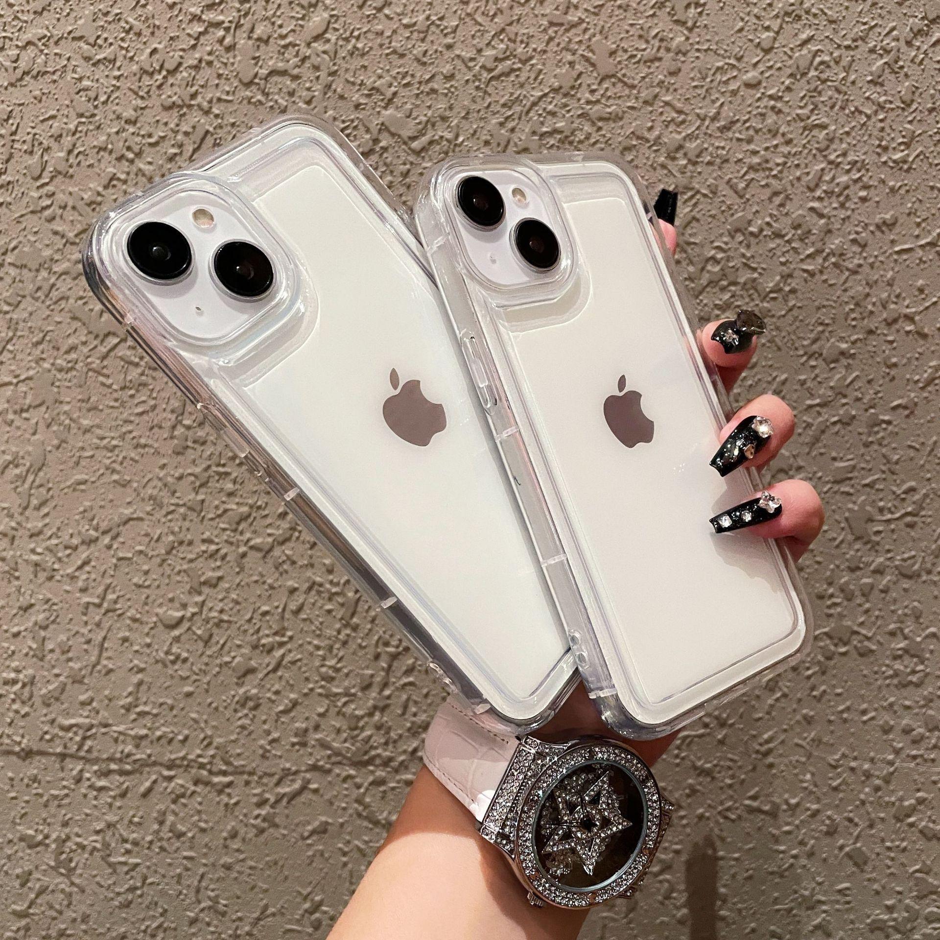 transparent protective case for iphone 16pro photo frame airbag for apple 15/14 air spring full soft phone case
