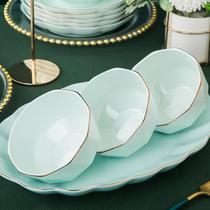 bowl and dish suit wholesale household minimalist phnom penh rice bowl soup bowl dish misty blue light luxury ceramic bowl tableware suit