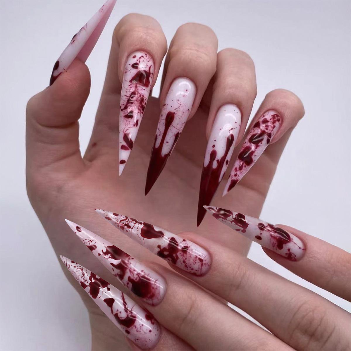 2024 europe and america cross border halloween wear nail french manicure long tip nail tip press on nails