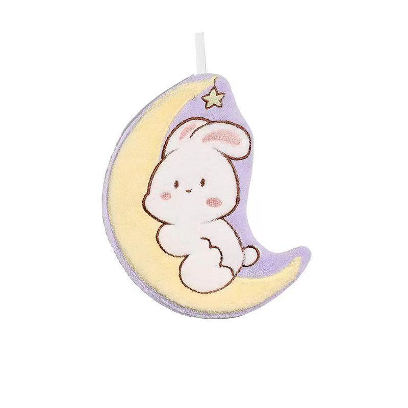 Moon Rabbit Hand Towel Household Hanging Children Hand Towel Wholesale Absorbent Small Hand Towel Cute Cartoon Cloth Hand Towel Item Picture