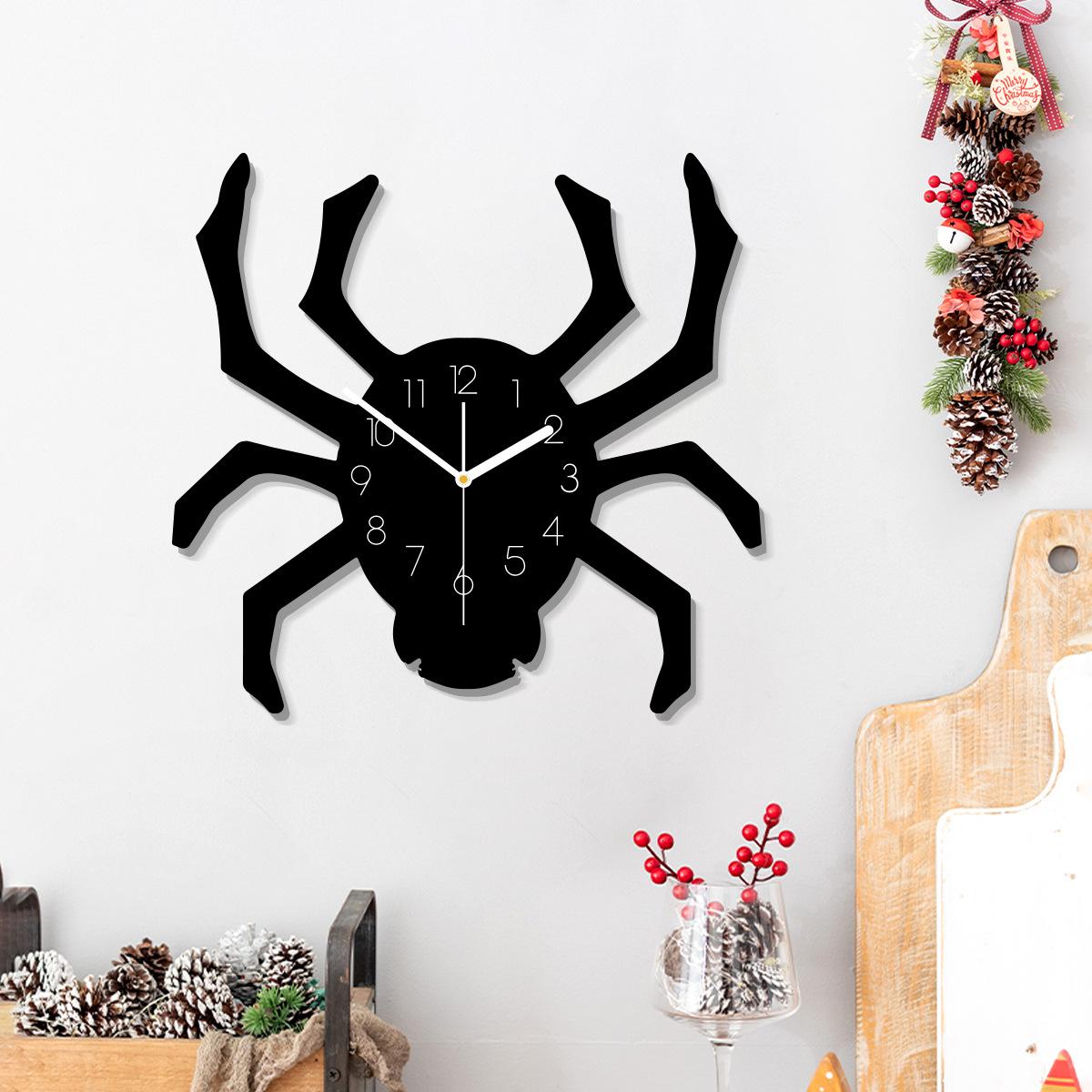 black spider metal wall clock noiseless clock decorative home wall wall clock for halloween party decoration wall clock
