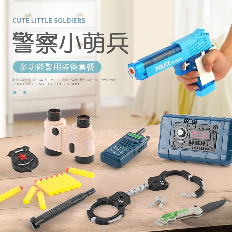 Hot Sale Children's Toy Gun Suit Soft Bullet Water Gun Bullet Police Simulation Revolver Stall Toy Wholesale