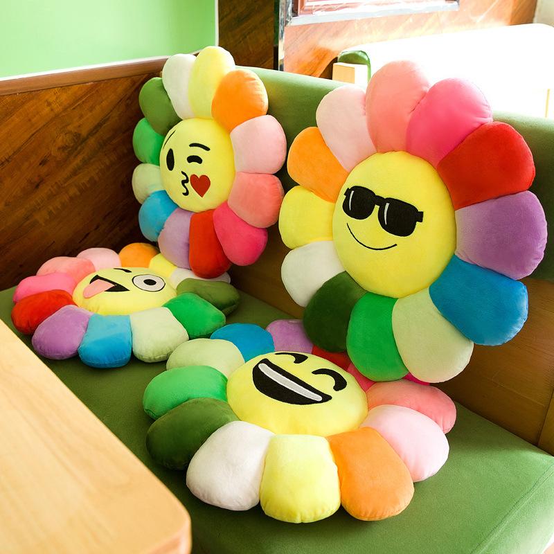 cartoon colorful sun flower cushion petal plush toy waist cushion pillow office long sitting chair cushion seat cushion full figure