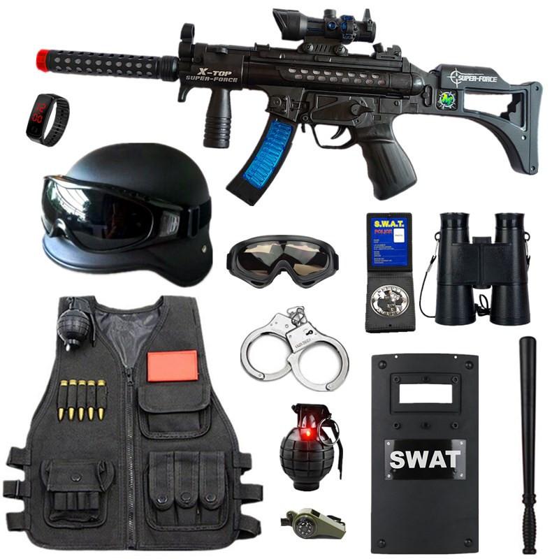 children's little police toy suit black sheriff hat boy's outdoor police equipment toy gun