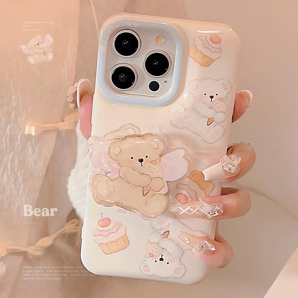 Cute Ice Cream Bear Iphone14promax Phone Case Apple 13 Soft 11 Applicable 15 Korean Braet 12