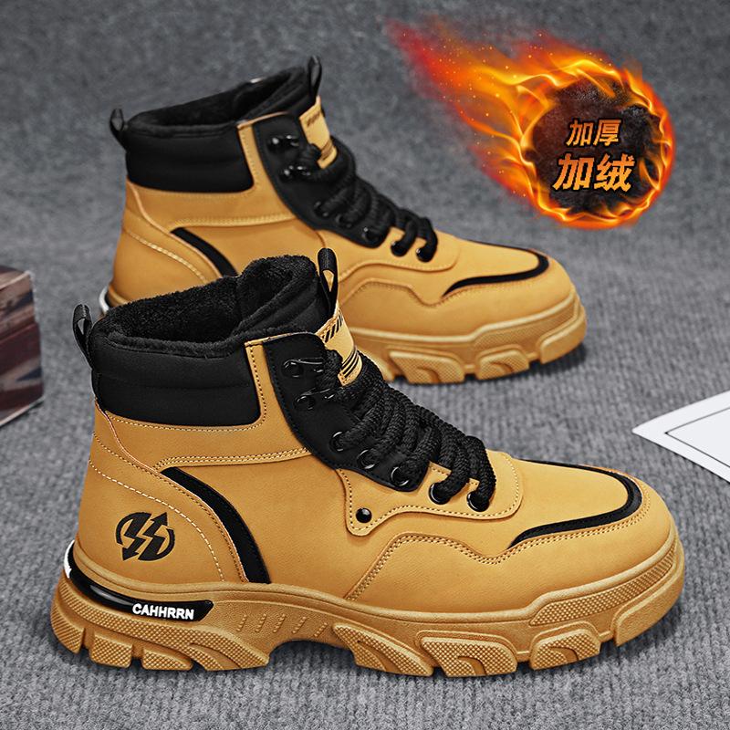 cross-border martin boots men's winter velvet warm cotton shoes mountaineering retro sports worker boots high top working wear cotton boots