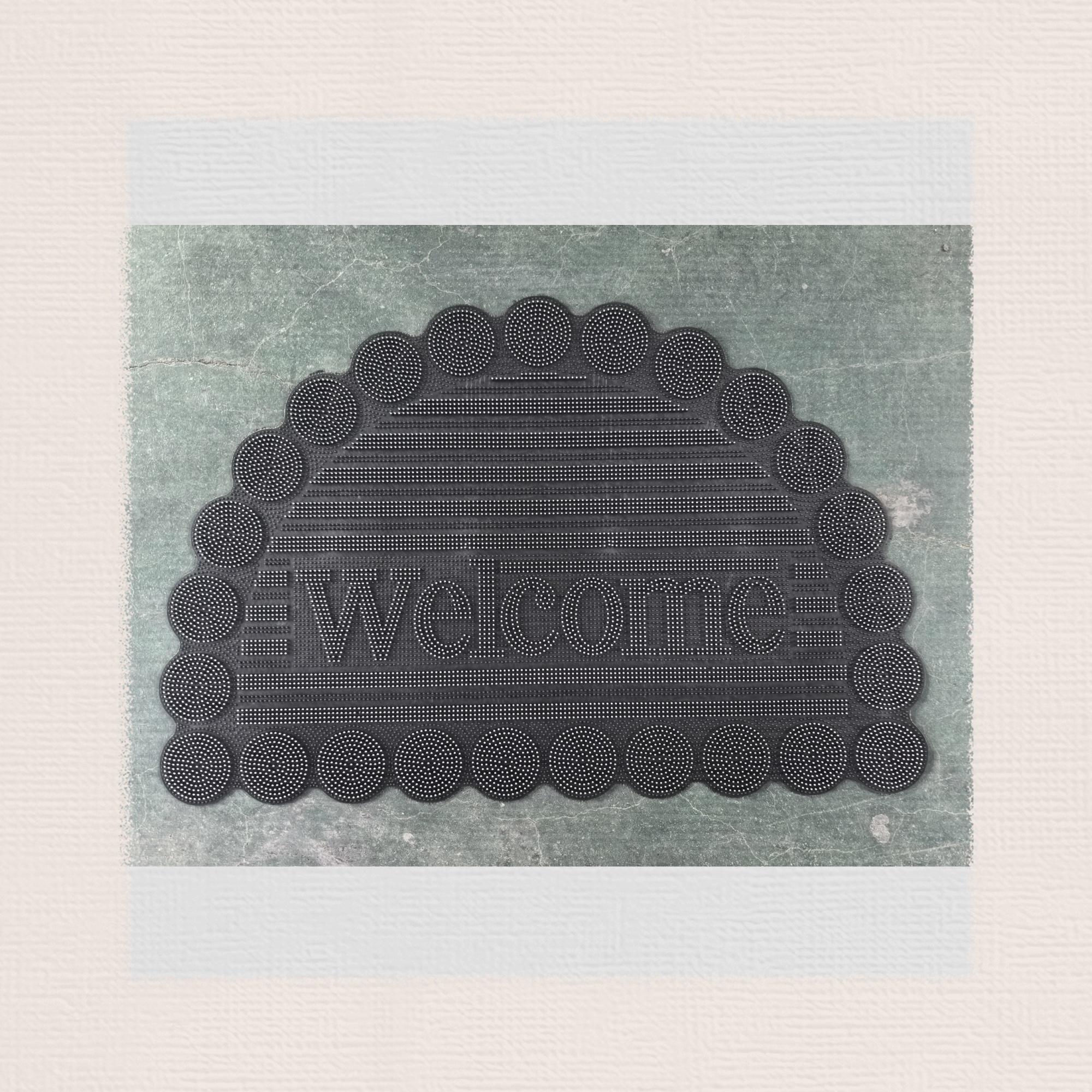 PVC mat, semi-circular door mat, kitchen waterproof mat, bathroom mat, anti-slip mat, injection molded welcome floor mat, size 40*60cm, mixed with 5 regular colors Specification drawing