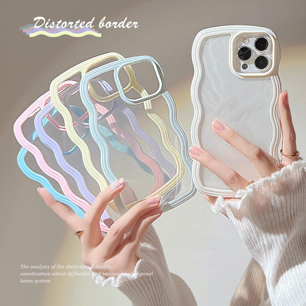 wave border for iphone13pro max apple 14 phone case 11 solid color 15 simple x candy color 12