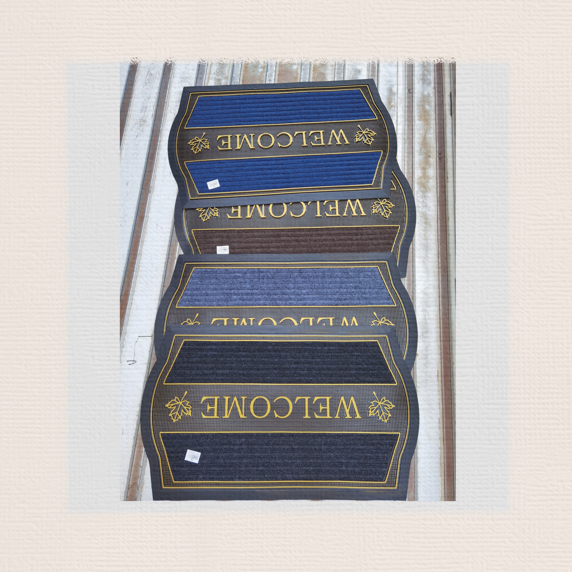 PVC mat, striped door mat, kitchen waterproof mat, bathroom mat, anti-slip mat, injection molded welcome floor mat, size 45*75cm, mixed with regular 5 colors Item Picture