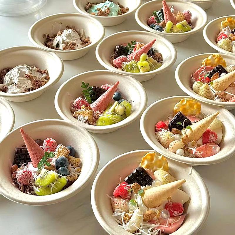 disposable bowl whole box wholesale greek cold extract ins yogurt bowl commercial stall paper bowl shaved ice bowl soft ice bowl