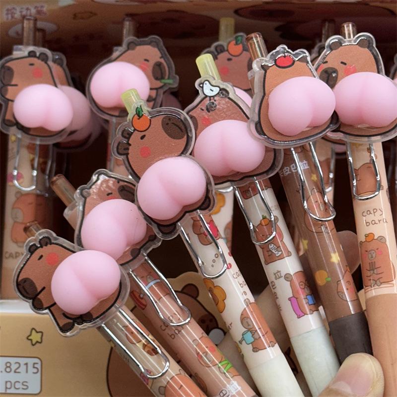 foreign trade capiba butt squeezing toy decompression gel pen laid-back cute pet capybara panda press clow m ball pen