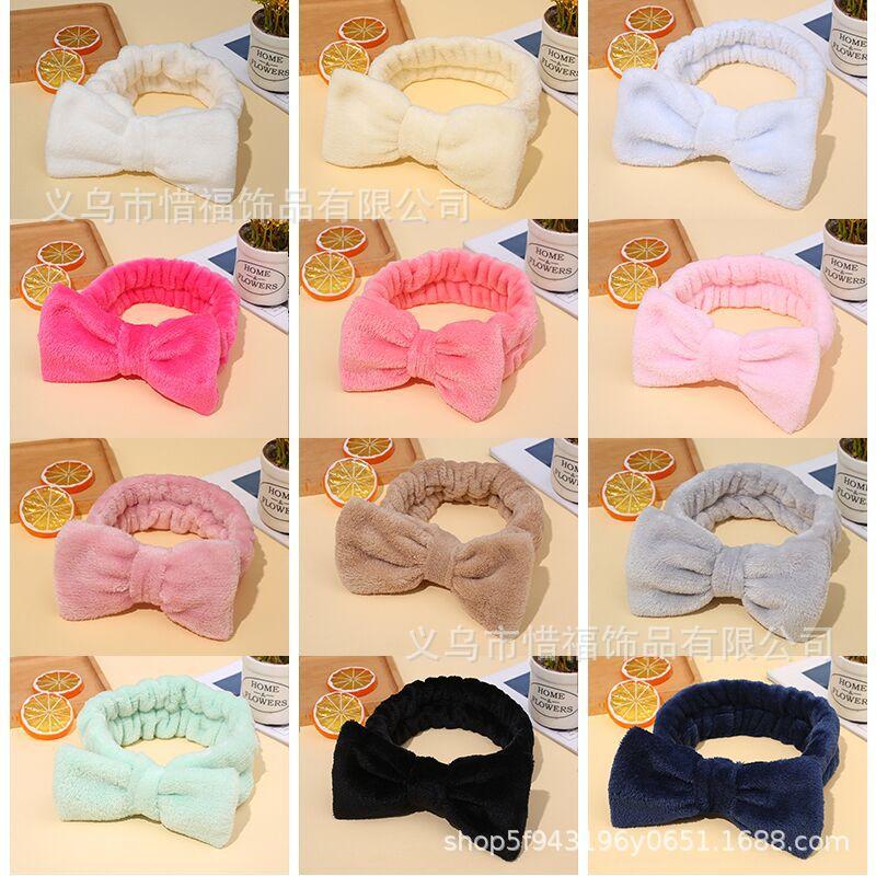 Internet Celebrity Wash Face Female Hair Band Cute Fashion Wash Bow Hair Accessories Hair Hoop Flannel Hair Band Wholesale
