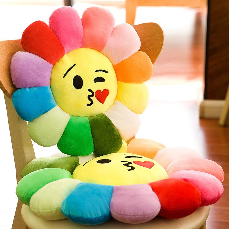cartoon colorful sun flower cushion petal plush toy waist cushion pillow office long sitting chair cushion seat cushion Specification drawing