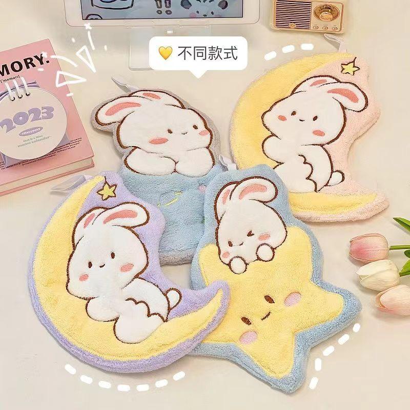 Moon Rabbit Hand Towel Household Hanging Children Hand Towel Wholesale Absorbent Small Hand Towel Cute Cartoon Cloth Hand Towel Specification drawing