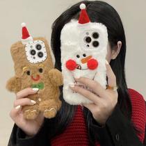 plush christmas snowman apple 11 for iphone12/13pro max phone case xs max drop-resistant xr