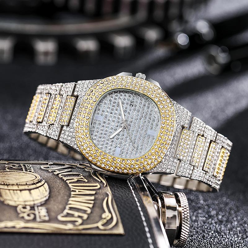 2022 Fashion Hot Sale Starry Rhinestone Calendar Quartz Watch over Diamond Band Men and Women Light Luxury Steel Watch Wholesale