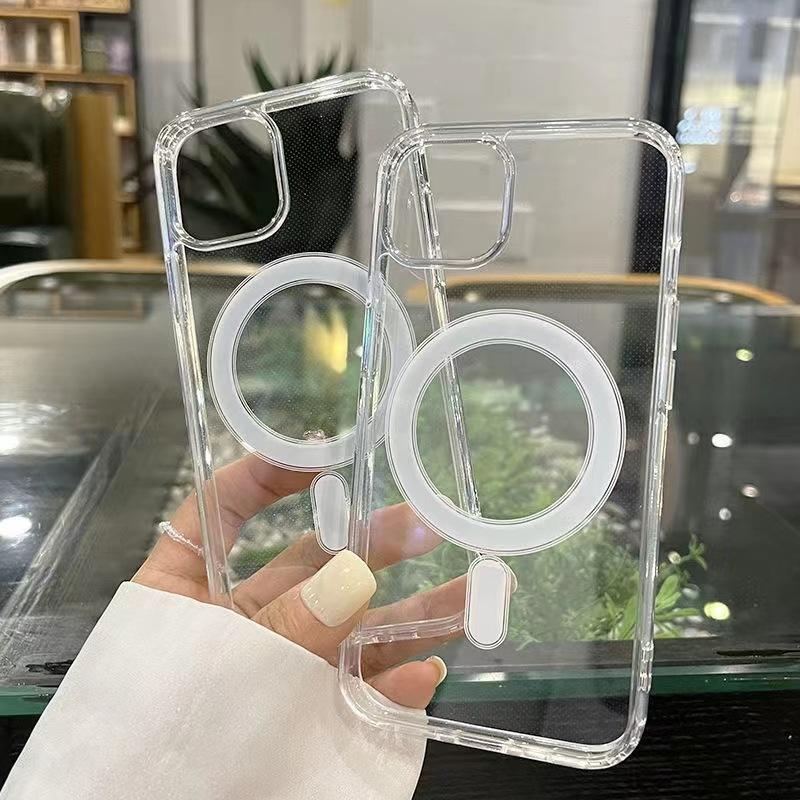 suitable for iphone15 mute button magnetic suction phone case apple 12p acrylic transparent apple 14 magnetic suction shell