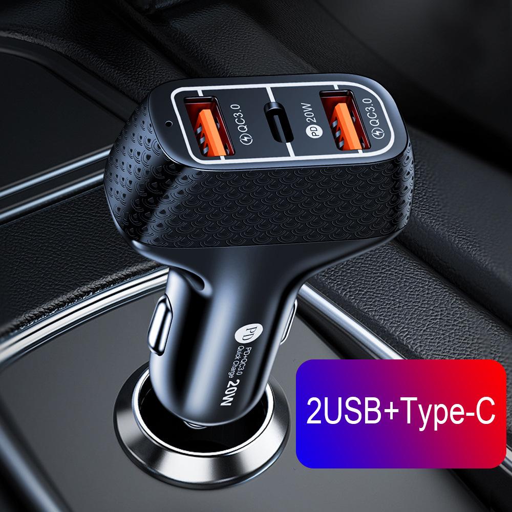 One-to-Three 2A 2usb + Type-C Car Charger 2usb Interface Car Phone Charger