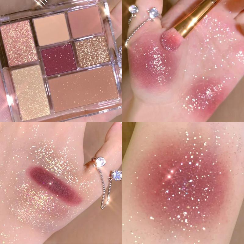 meibaoge new color listing shimmer transparent seven colors eye shadow plate earth color shimmer matte makeup ins eye shadow