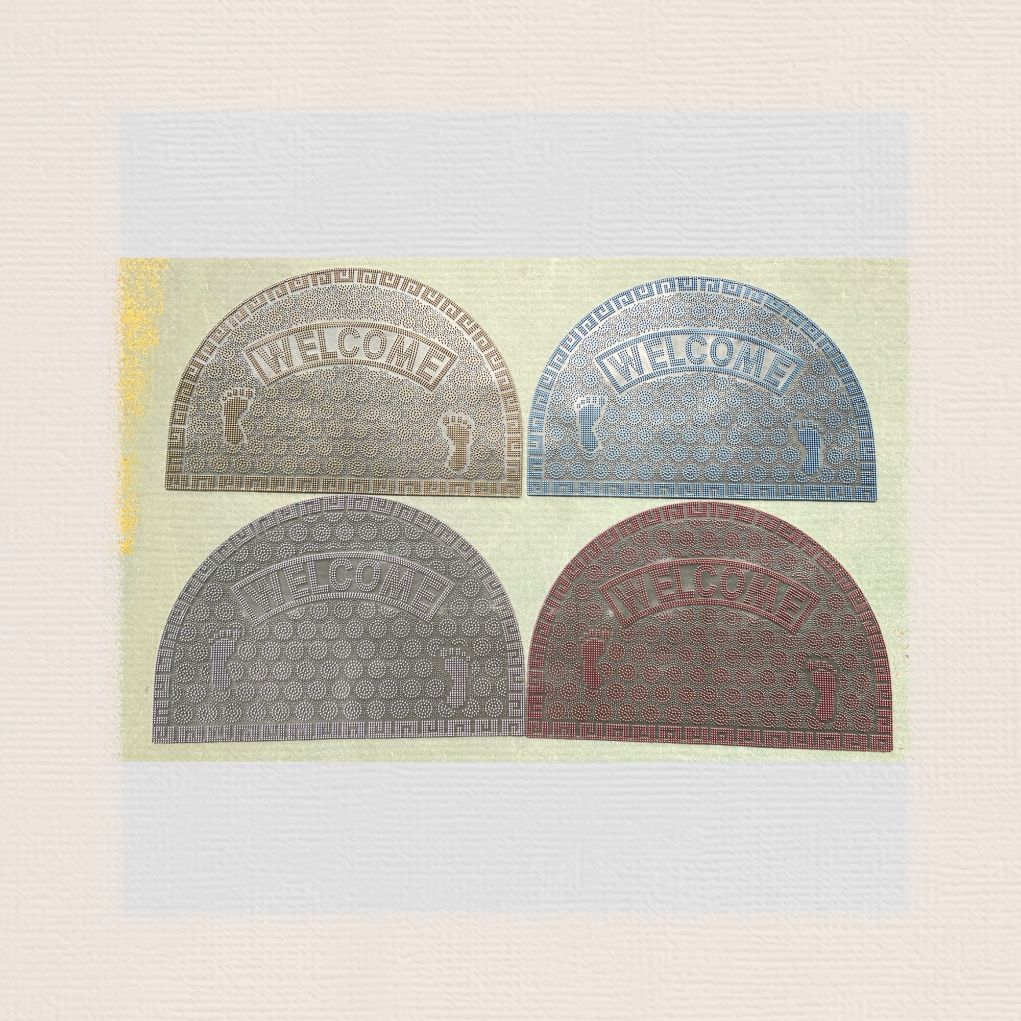 PVC mat square/semi-circular door mat, kitchen waterproof mat, bathroom mat, anti-slip mat, injection molded welcome floor mat, size 45*75cm, mixed with regular 4-5 colors Item Picture