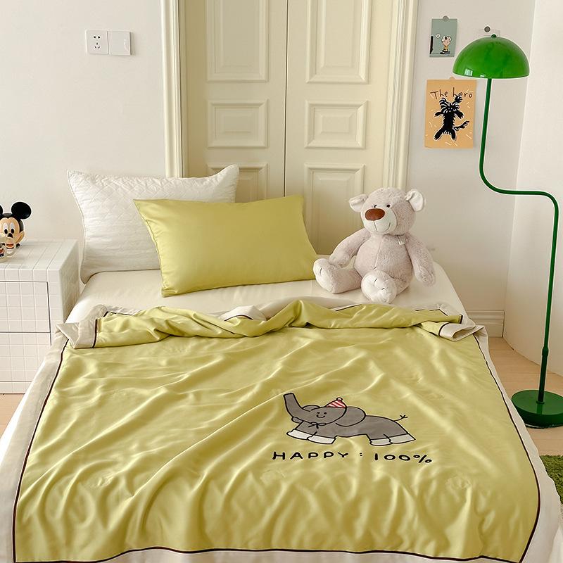 60 pieces of lanjing tencel affixed cloth embroidered children's summer quilt cute airable cover washable thin duvet