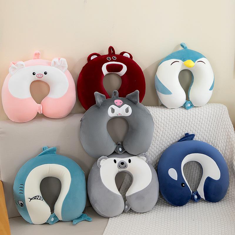 elastic wool memory foam u-shaped pillow slow rebound neck pillow portable afternoon nap pillow travel for girlfriend factory wholesale