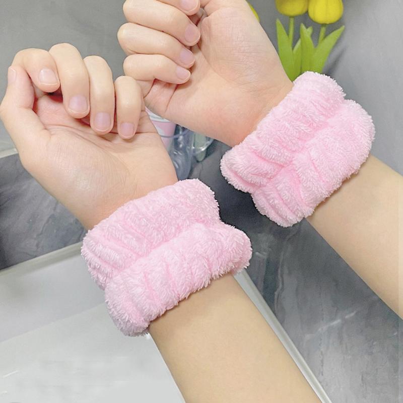 amazon plush solid color face washing wrist band sports wristband hair band waterproof hand washing wrist band