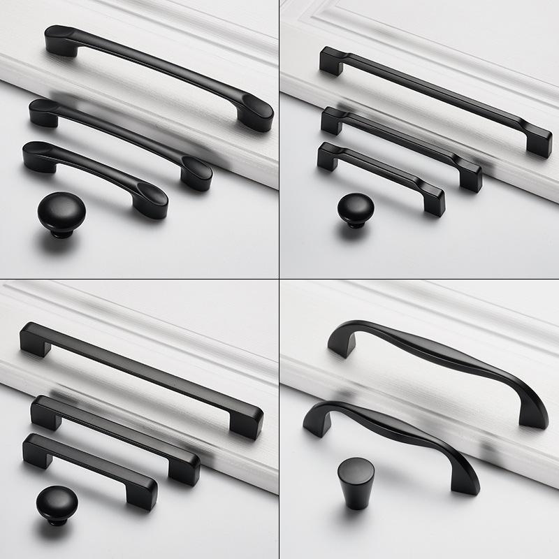 od59 wholesale black cabinet door handle double hole cupboard drawer cabinet modern minimalist cabinet clothes single hole door handle clothes