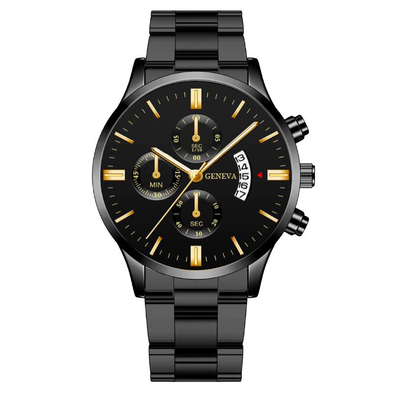 Wholesale Cross-Border Hot Calendar Steel Belt Quartz Watch Men's Business Men's Watch Three-Eye Large Dial Watch Men's Watch