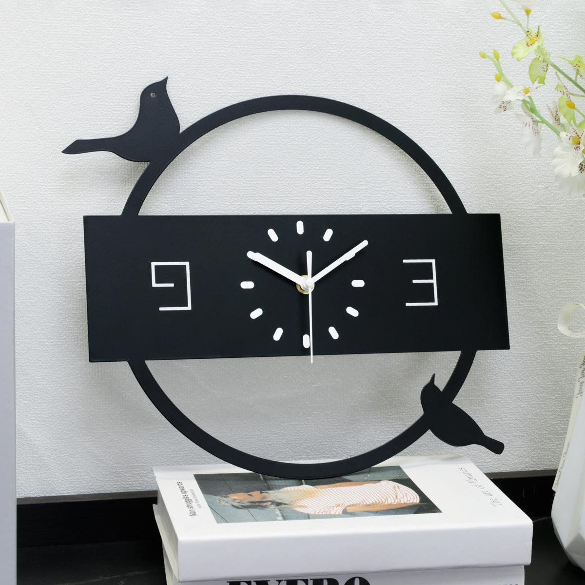 creative black bird simple metal wall clock suitable for home office living room bedroom kitchen decorative wall