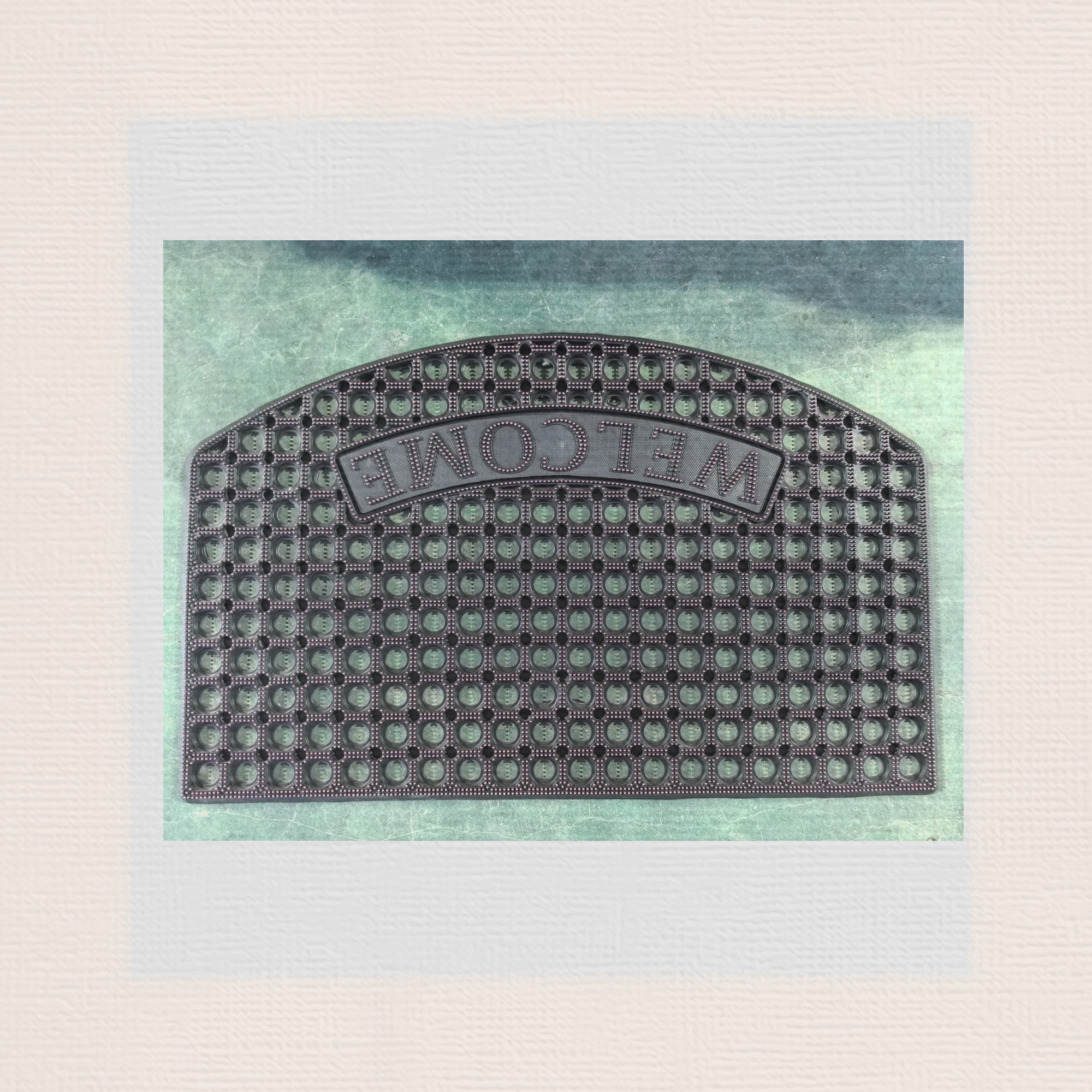 PVC round hole door mat, kitchen waterproof mat, bathroom mat, anti-slip mat, injection molded welcome floor mat, size 40*60cm, mixed with 5 regular colors details Picture
