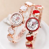 New Hello Kitty Watch Women's Cute Fashion Children's Bracelet Steel Watch Women's Student Electronic Quartz Watch