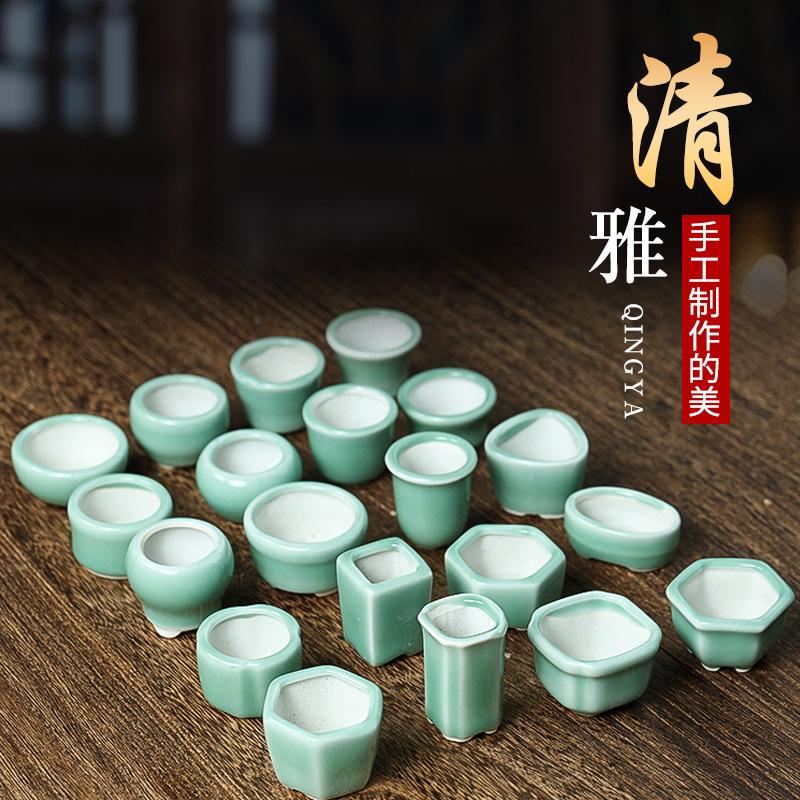 wholesale purple sand flower pot thumb pot succulents personalized mini small flower pot ceramic square bonsai pot plant desktop
