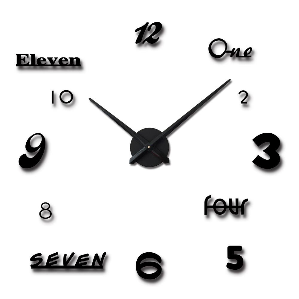 Factory Wholesale 3d Acrylic Wall Sticker Clock Diy Simple Clock Study Bedroom Living Room Background Wall Clock