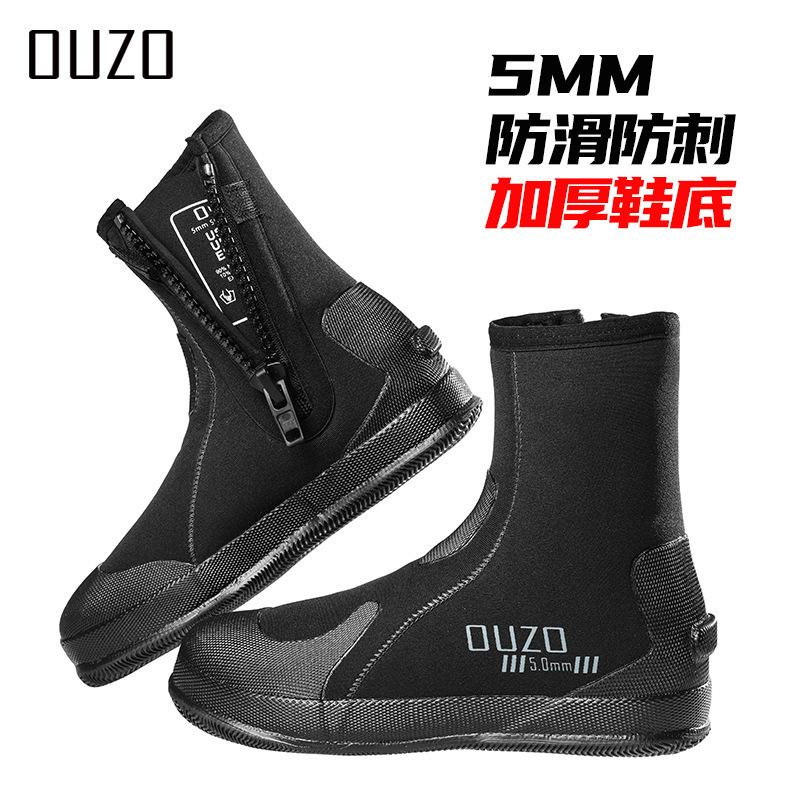 5mm dive boots ouzo thick non-slip wear-resistant snorkeling beach surfing vulcanized shoes upstream shoes high top diver boots