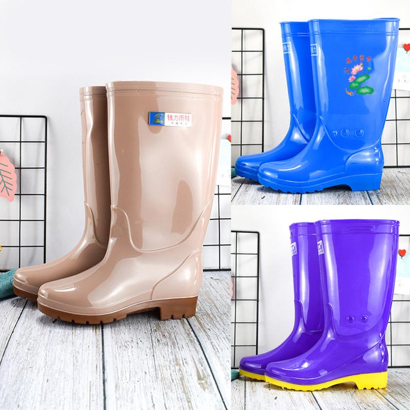 factory wholesale pvc high-top women's rain boots women's fashion rain boots rain gear supplies cotton removable rain shoes