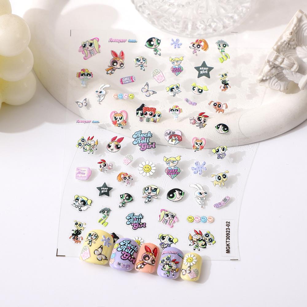 rose japanese kule m the powerpuff girls m stickers waterproof nail sticker decoration