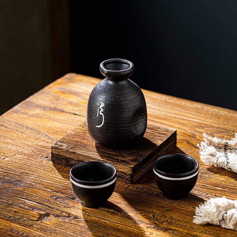 Japanese-Style Wine Set Ceramic Wine Pot Clear Wine Liquor Divider One Pot Two Cups Japanese Household