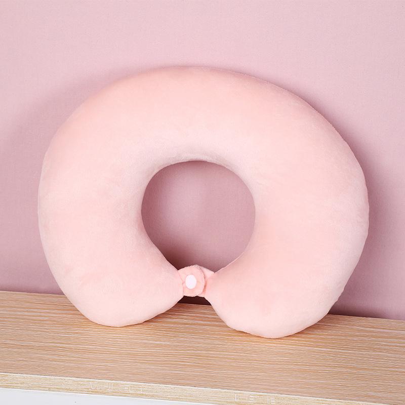 new pp cotton solid color u-shaped pillow headrest office nap rest soft pillow travel car travel cervical support Specification drawing