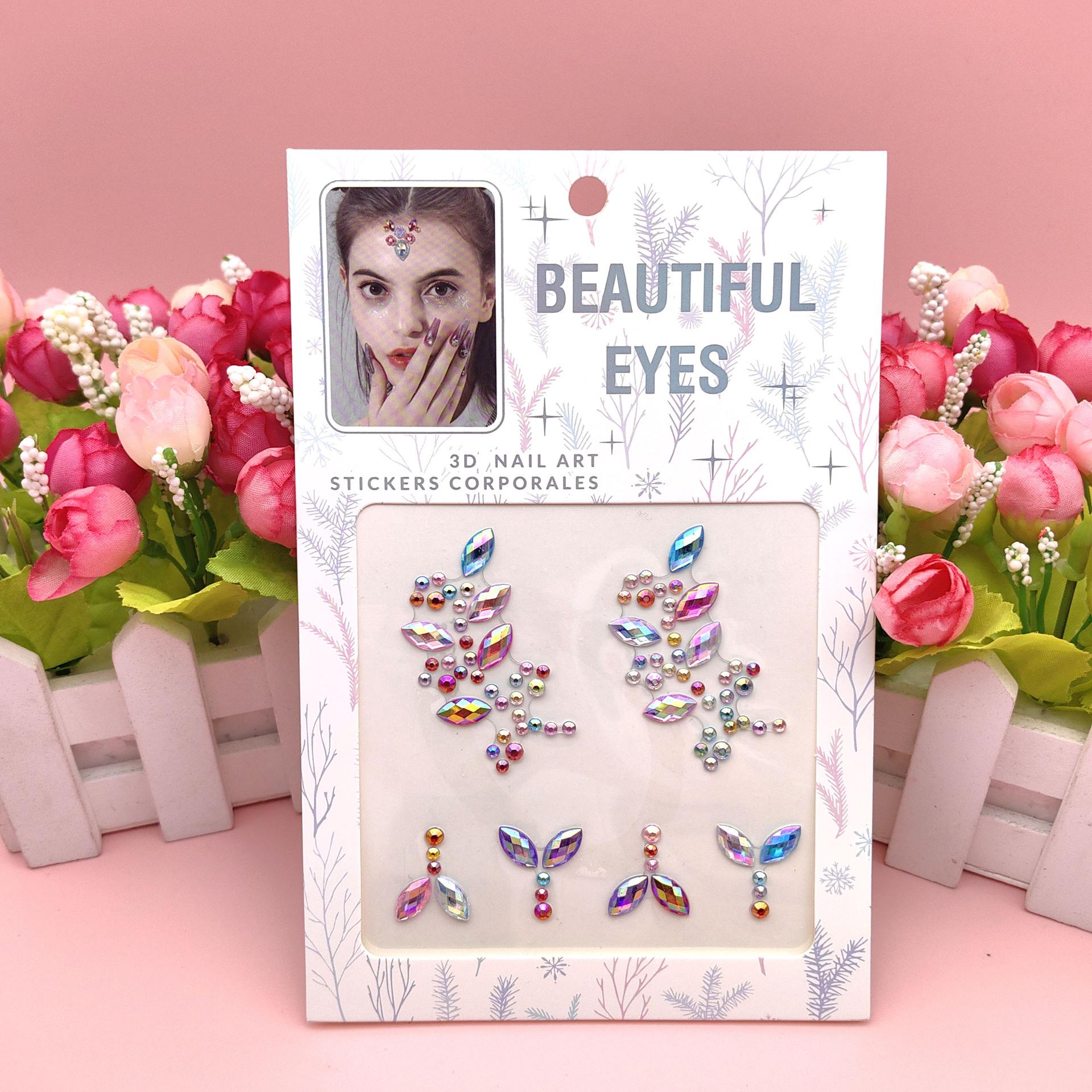 Cross-Border Colorful Diamond Stier Eye Makeup Ornament Makeup Facial Makeup Children Stage Stiers Face Diamond Stier Eye Corner Rhinestone Bindi