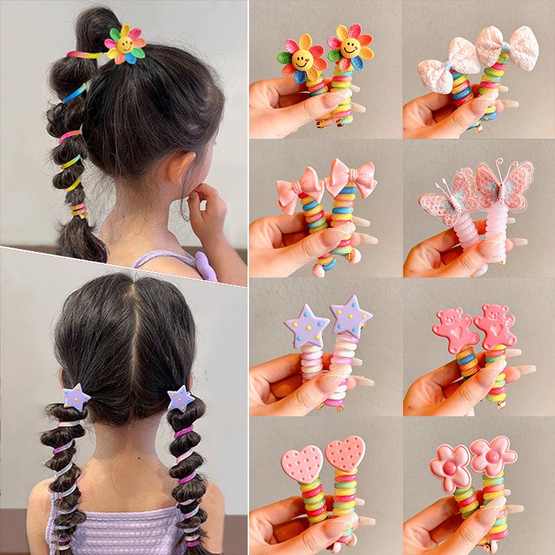 Children's Little Star Bubble Braid Hair Band Girls 2024 New Hair Braiding Artifact High Ponytail Telephone Line Hair Rope Headdress