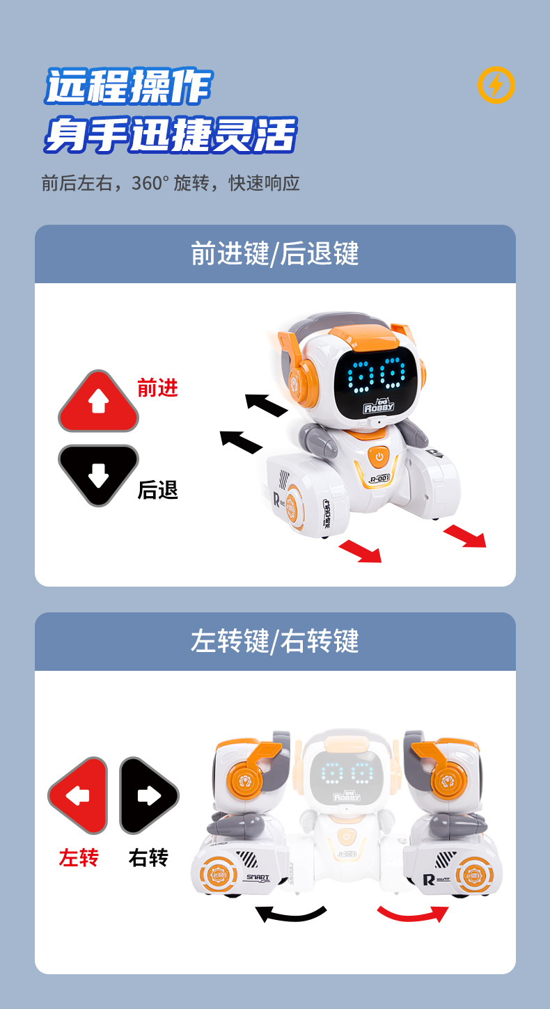 网红爆款儿童智能遥控机器人电动音乐灯光感应编程自动演示跳舞机器人跨境学习早教机儿童智能机器人会说会走会唱启蒙宝宝益智玩具详情6